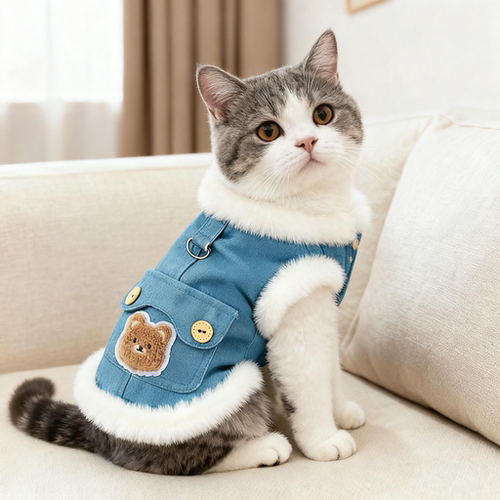 秋冬季猫咪可牵引马甲防掉毛保暖棉衣英短金渐层宠物狗狗加绒背心