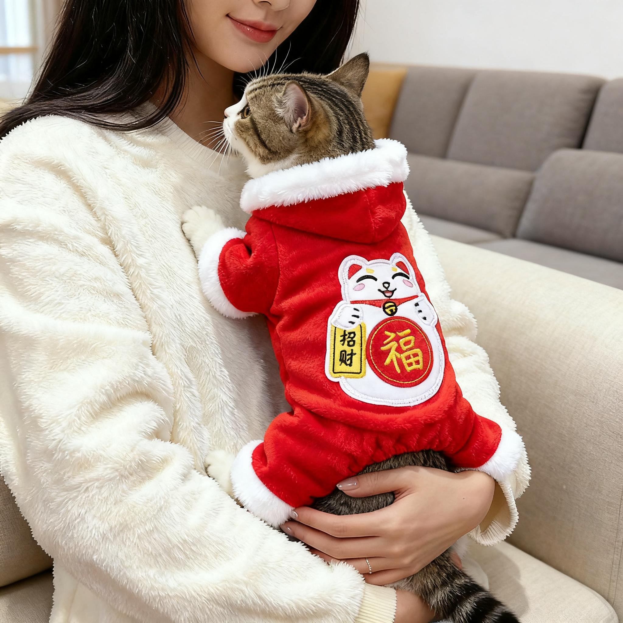 猫咪衣服秋冬款加绒加厚红色喜庆英短蓝幼猫宠物狗狗保暖四脚衣,宠物/宠物食品及用品,猫宠物服装/雨衣（新）,淘宝优惠券,粉丝福利购,淘宝优惠卷