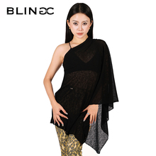 BLINGC拉丁舞女成人新款斜肩罩衫网纱百搭练功服飘逸宽松上衣194