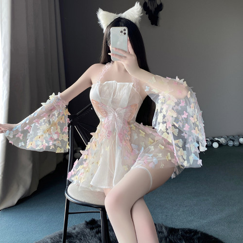性感透视花仙子内衣晨袍家居服女