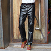 genuine leather Leather pants Autumn and winter leisure time Leather pants Paige motorcycle Easy Straight Leather pants middle age man Riding Leather pants