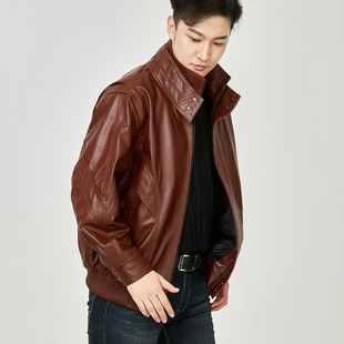 头层牛皮真皮皮衣男士中老年宽松飞行员皮夹克男复古摩托车外套男