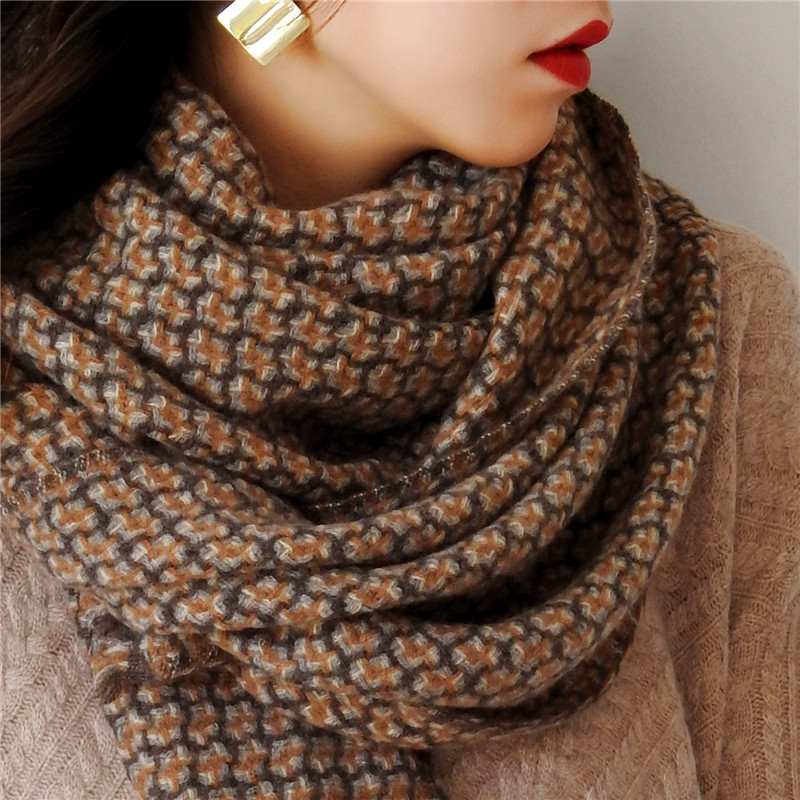 体验便知!重磅厚款山羊绒提花围巾男女冬季