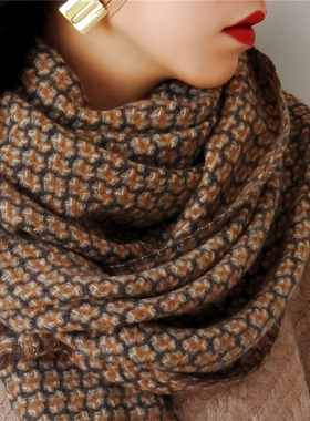 什么才叫好东西？体验便知！重磅厚款绿色山羊绒提花围巾男女冬季