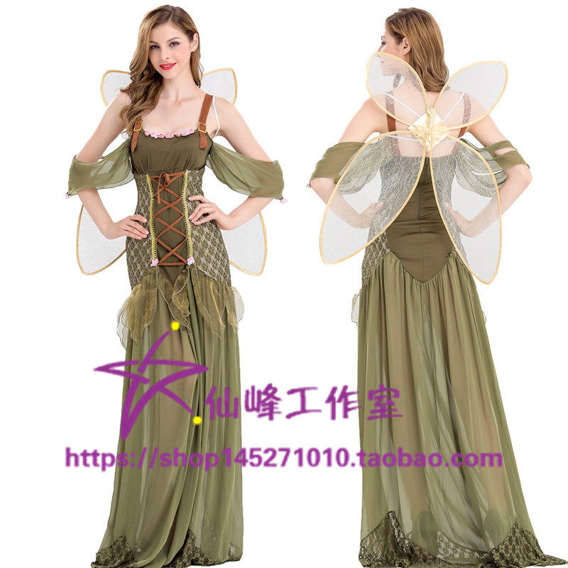 万圣节化妆舞会cos天使服精灵扮演服女带翅膀成人女王花仙子服装