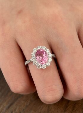 培育帕帕拉恰S925纯银戒指2.4ct