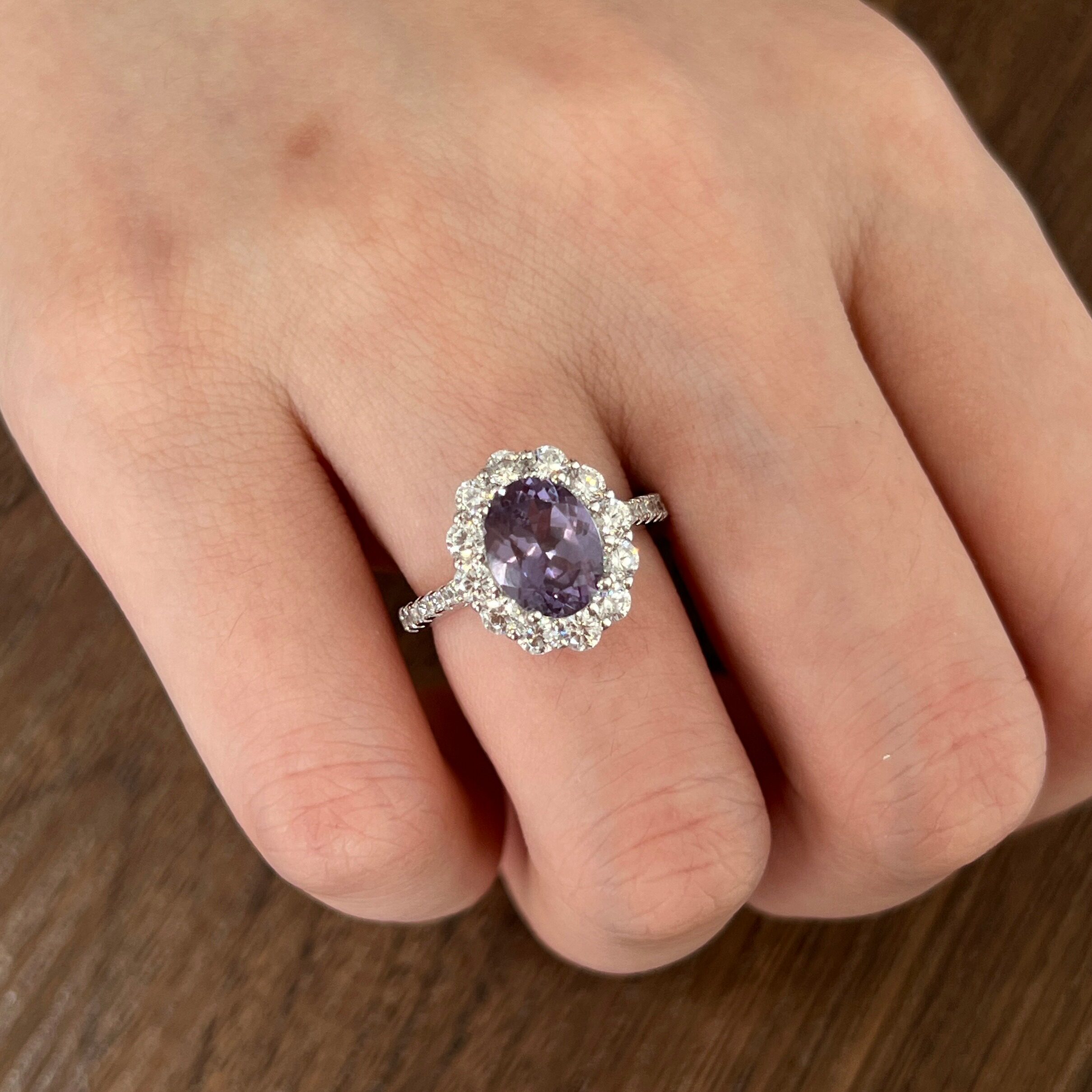 培育蓝宝石S925纯银戒指2.4ct