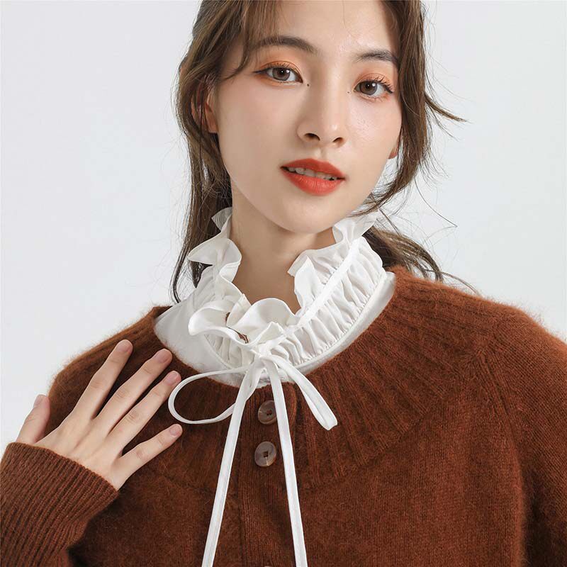 韩版雪纺荷叶边半身领