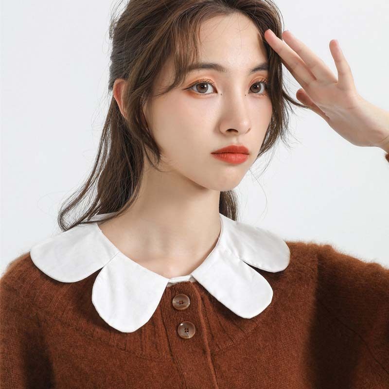 花瓣圆领韩版雪纺百搭衣服