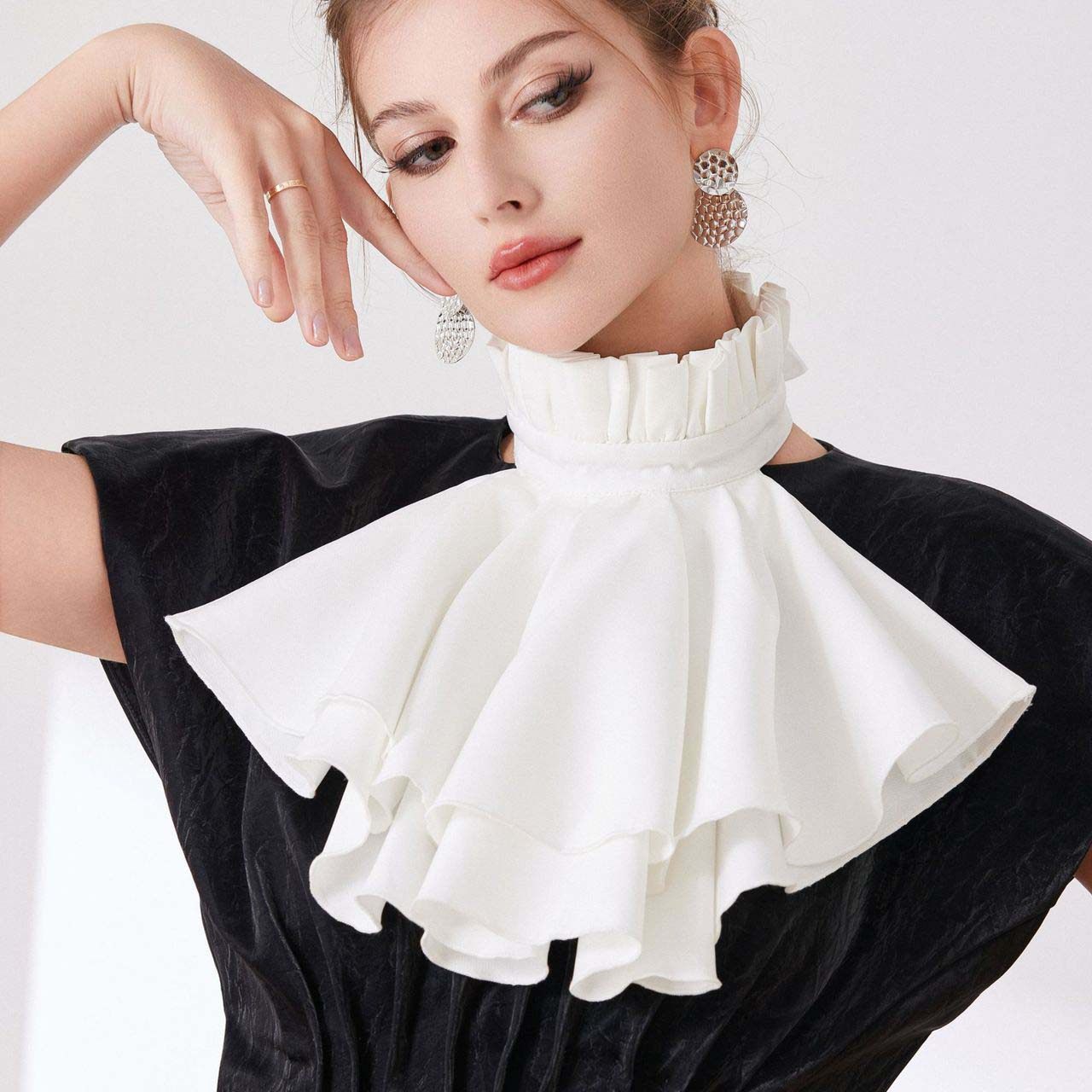 宫廷绑带领结假领子百搭女款复古暗黑系白色外搭系带脖套围脖装扮