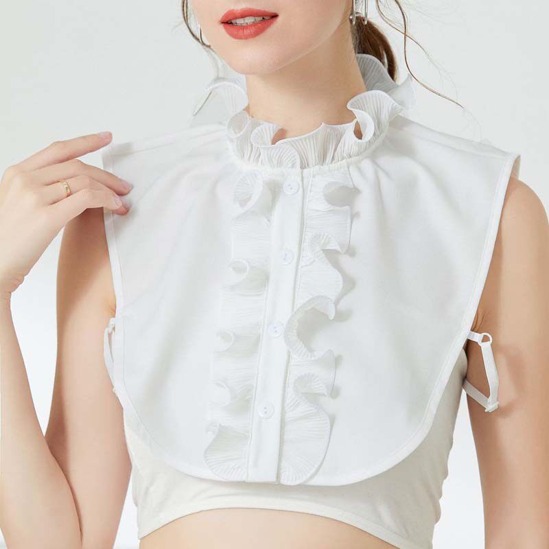 假领子女百搭时尚春秋冬季半身衬衫衣领雪纺卫衣毛衣配饰波浪褶皱