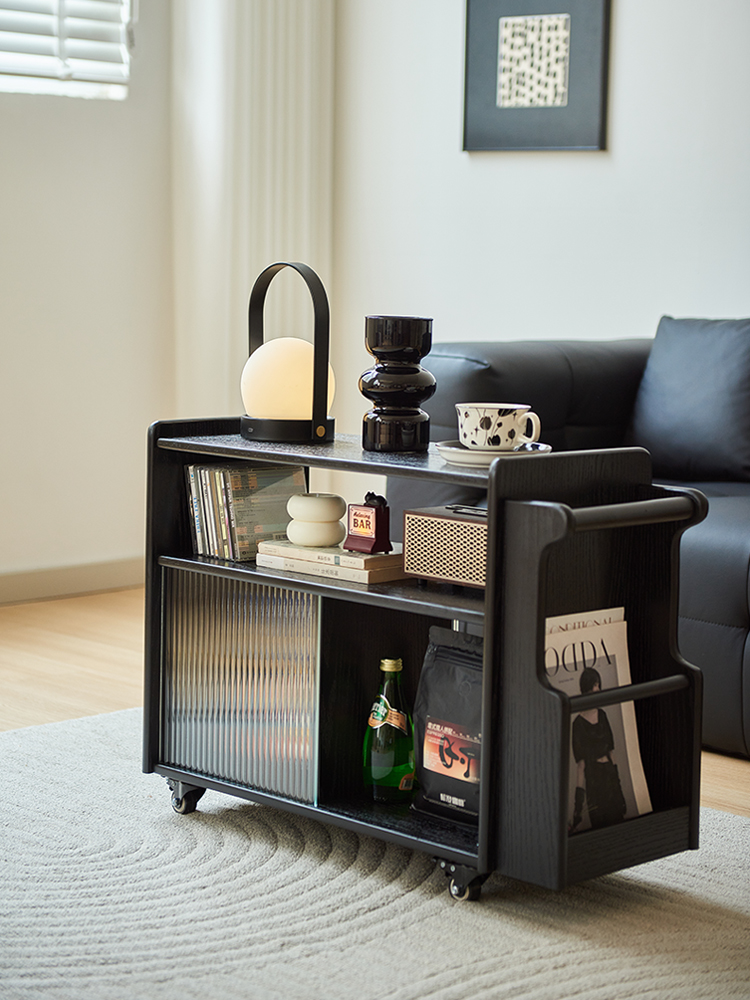 实木客厅沙发边几移动小茶几边柜侧柜家用餐边桌角几储物柜置物架