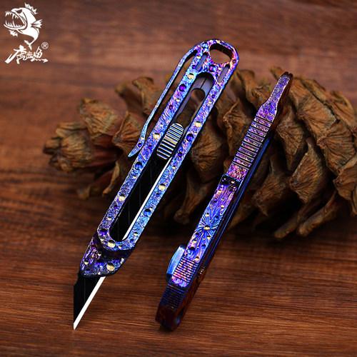 手工雕刻钛合金贴膜美工刀EDC