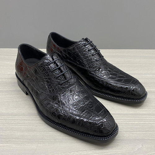 固特异商务正装鳄鱼皮牛津鞋