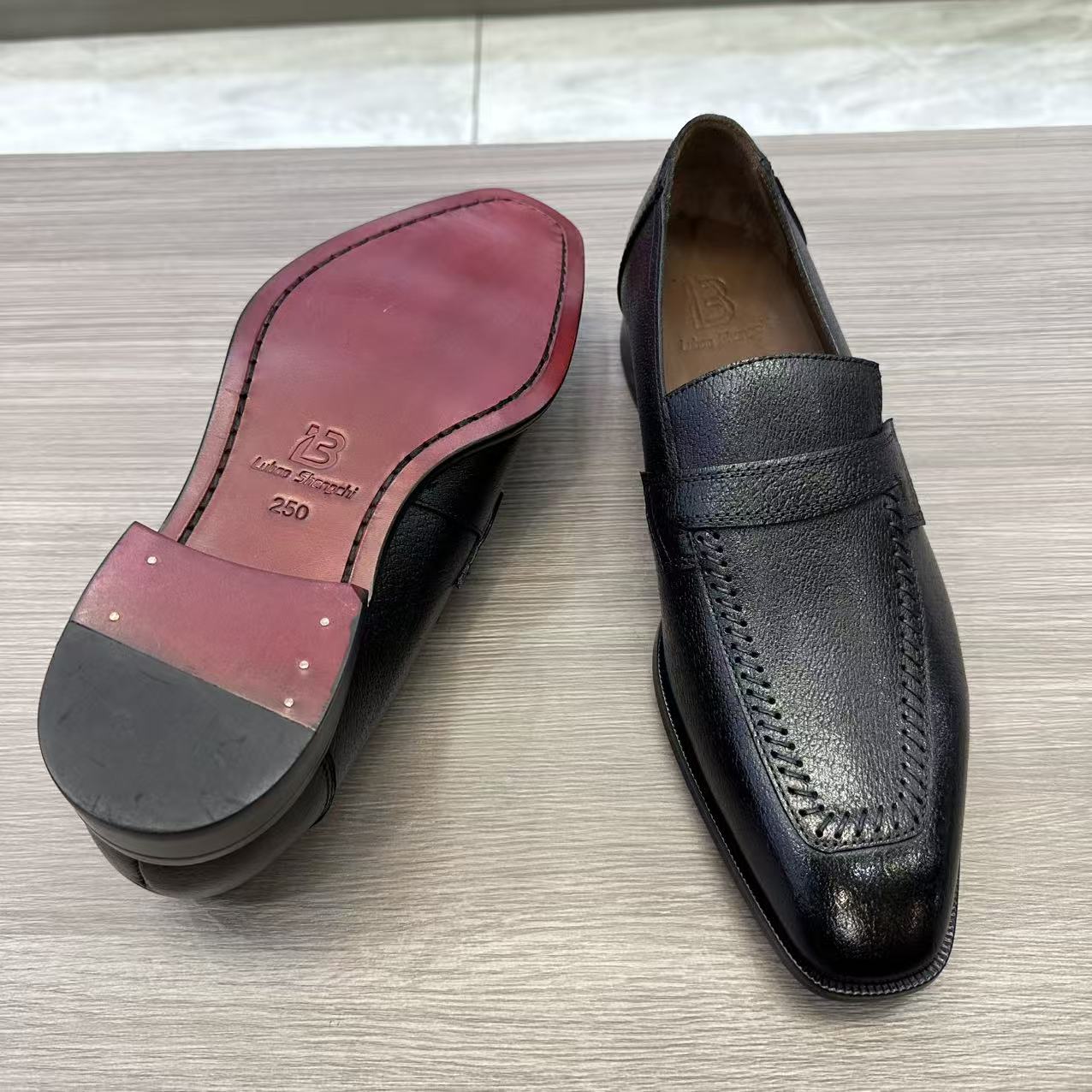 商务休闲皮鞋男全皮底手工乐福鞋