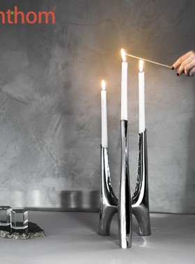 zenthom/zieta Triglav Candelabrum抛光不锈钢异型三头烛台