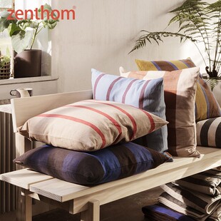 Ferm Living Grand 棉麻条纹抱枕简约线条客厅沙发靠垫床头靠枕