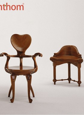 b.d Barcelona 安东尼·高迪设计实木雕花CALVET扶手椅脚凳