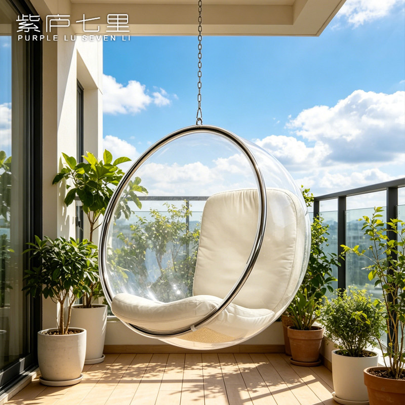北欧经典设计样板间阳台休闲吊椅 Bubble chair 泡泡椅休闲椅