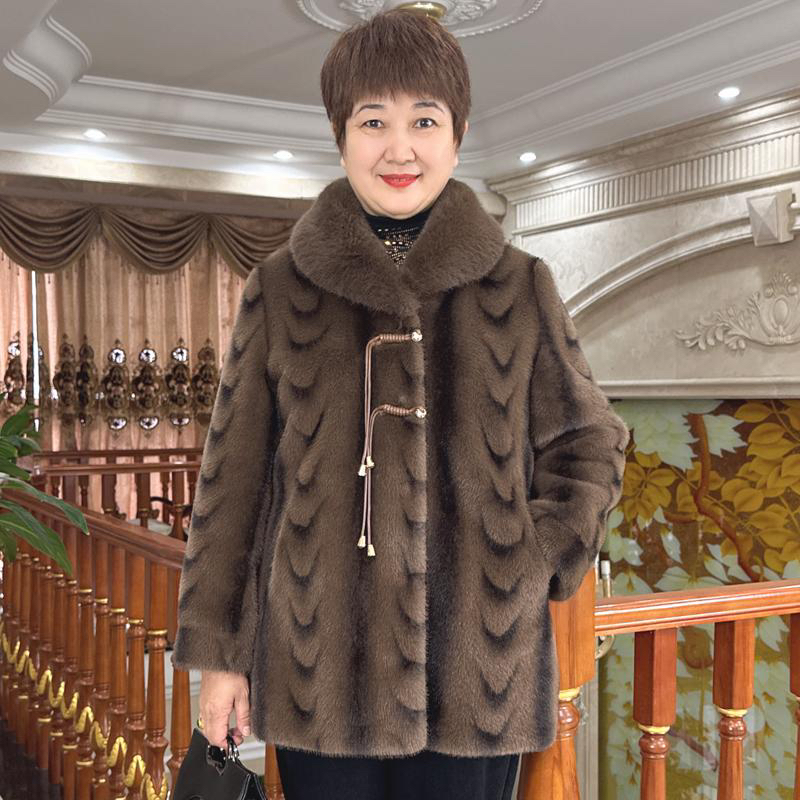 2024新款貂皮大衣女仿貂中长款水貂毛裘皮草外套年轻时尚妈妈冬装