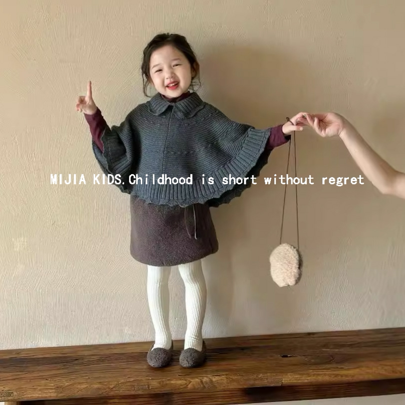 韩国童装女童秋冬季新款毛衣斗篷2024新款女宝宝针织衫披肩外套