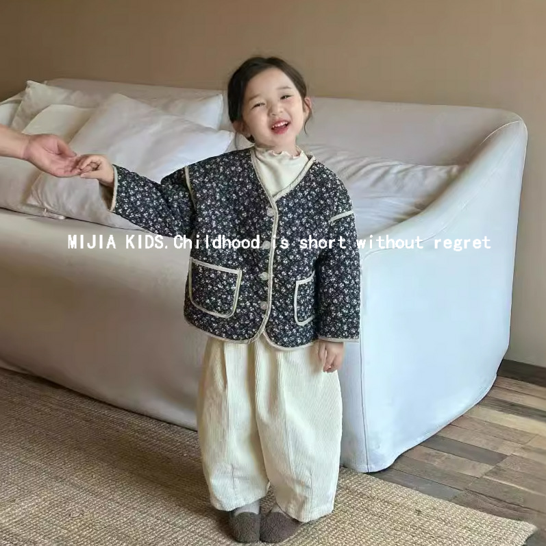 女童碎花棉服2024冬季新品