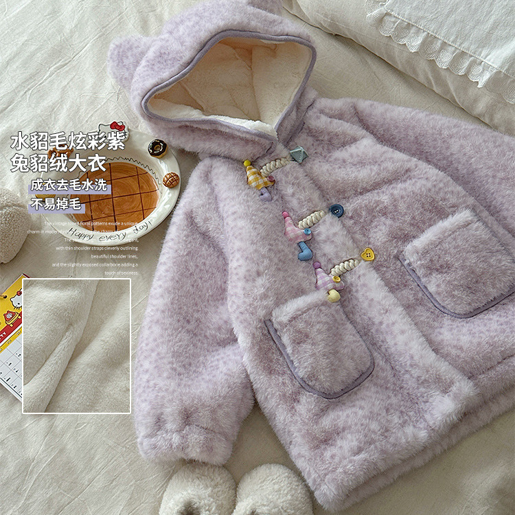 女童加绒外套保暖棉服