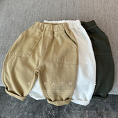 宝宝斜纹卡其裤 儿童新款 休闲奶奶裤 男女童时尚 春秋宽松洋气长裤