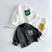 T恤打底衫 儿童韩版 男女宝宝宽松纯棉软白色圆领长袖 上衣 春秋新款