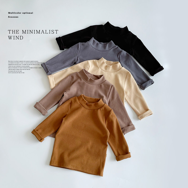 温雅茶系韩版儿童半高领打底衫男女宝宝长袖纯棉加厚中领上衣t恤,童装/婴儿装/亲子装,T恤,淘宝优惠券,粉丝福利购,淘宝优惠卷