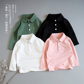 宝宝衬衫 儿童春秋男女圆翻领百搭纯棉上衣休闲长袖 T恤夏打底衬衣