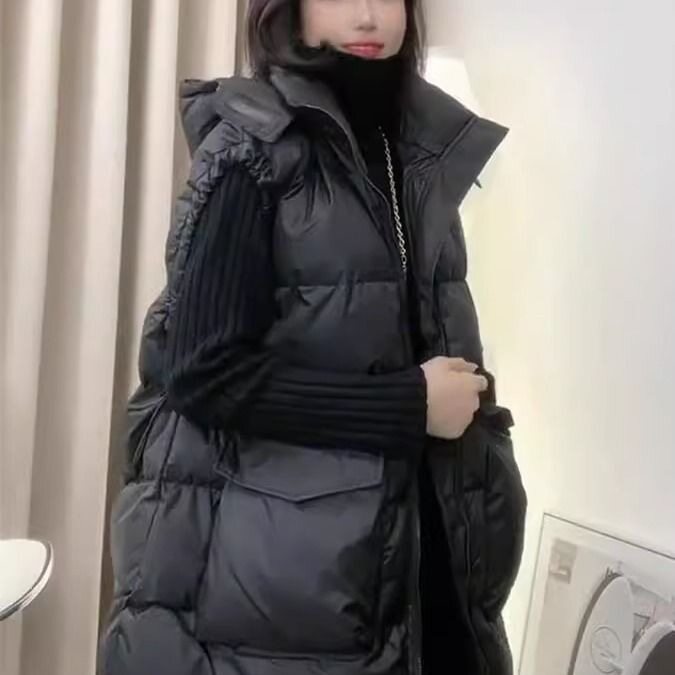 宽松显瘦韩版防寒羽绒棉服马甲女坎肩无袖加厚保暖棉衣中长款