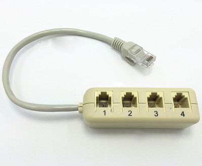 RJ45转RJ11 网线转电话线一转4 网络转电话一分四，网线转电话线