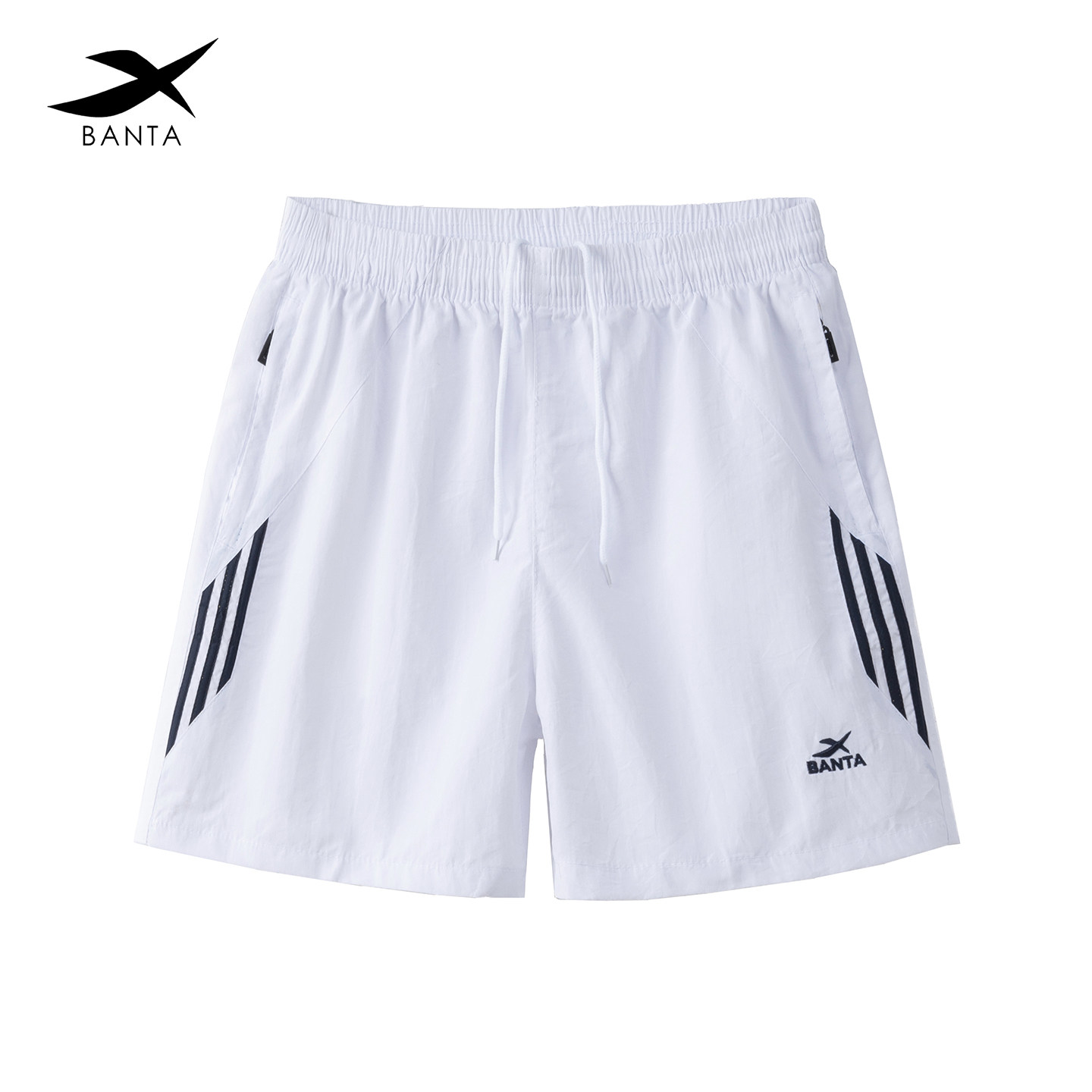 BANTA男士短裤夏休闲三分裤运动速干拉链口袋跑步健身居家沙滩裤