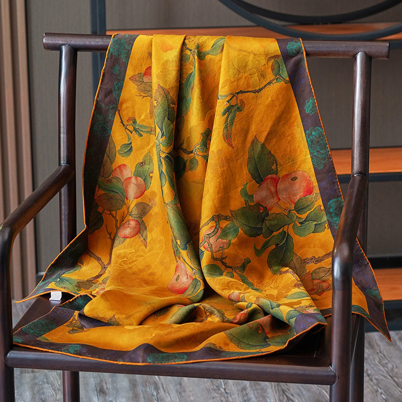 布塔香云纱真丝围巾女重磅桑蚕丝披肩花螺老料23姆米中国风大方巾