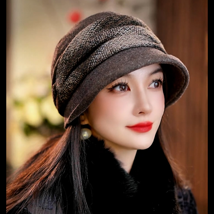 布塔渔夫帽女秋冬保暖包头帽显脸小时尚百搭堆堆帽鸭舌帽PT0806