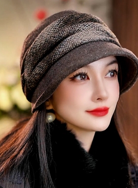 布塔渔夫帽女秋冬保暖包头帽显脸小时尚百搭堆堆帽鸭舌帽PT0806