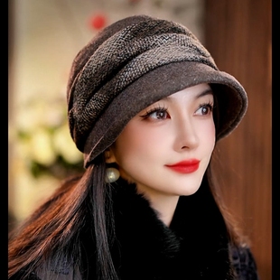 布塔渔夫帽女秋冬保暖包头帽显脸小时尚百搭堆堆帽鸭舌帽PT0806