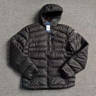 REEBOK锐步男子黑色短款连帽拉链保暖排骨棉服外套夹克FU1699