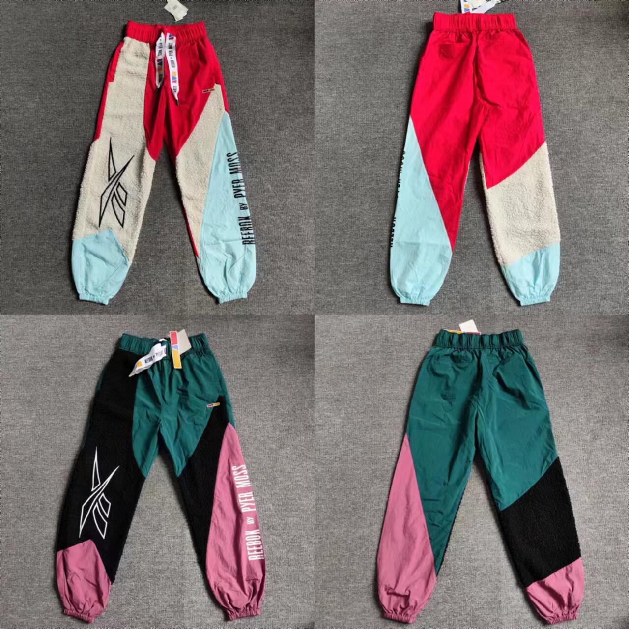 REEBOK锐步男PYERMOSS联名拼接大LOGO宽松收脚长裤FN2531 FN2532