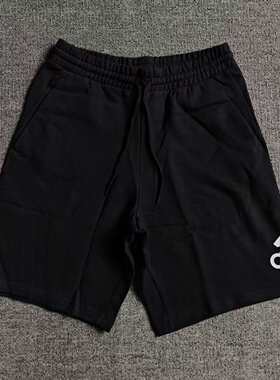 Adidas阿迪达斯男子经典黑白大LOGO纯棉针织毛圈运动短裤IC9401