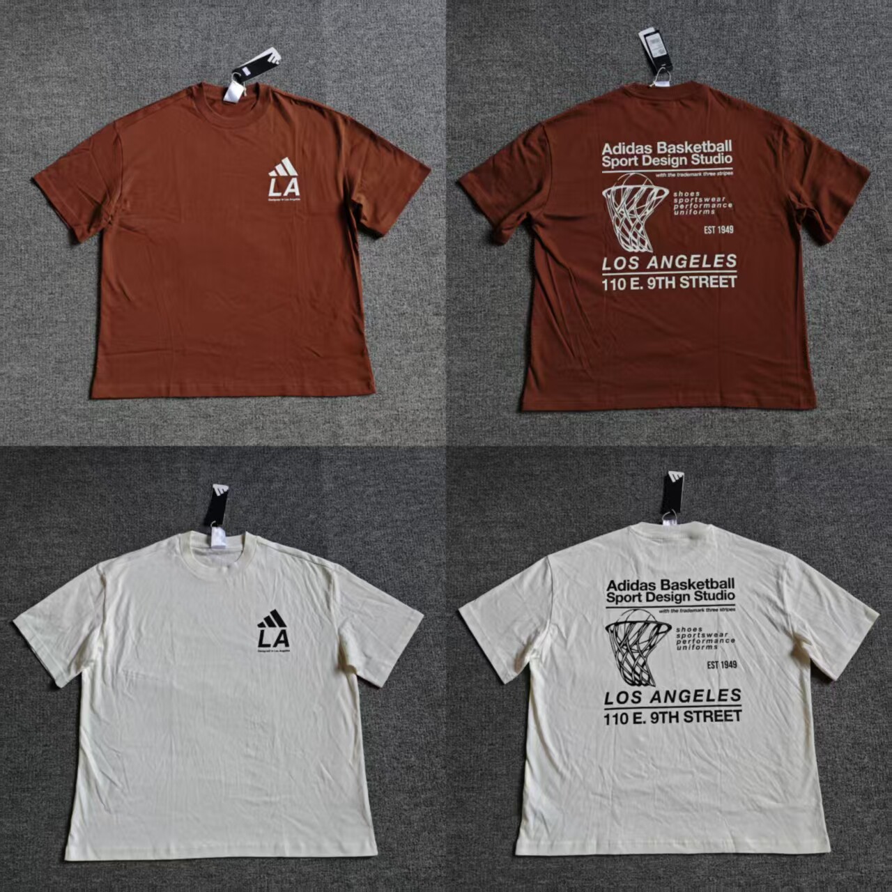 ADIDAS阿迪达斯男子纯棉篮球字母印花宽松短袖T恤JX9124JX9125