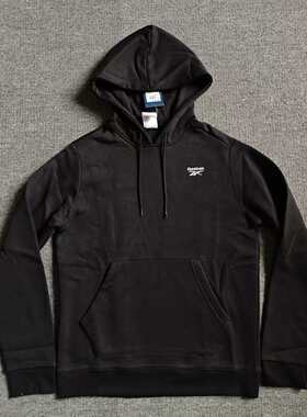 REEBOK锐步男子针织运动加绒连帽小标刺绣LOGO卫衣套头衫GR9197