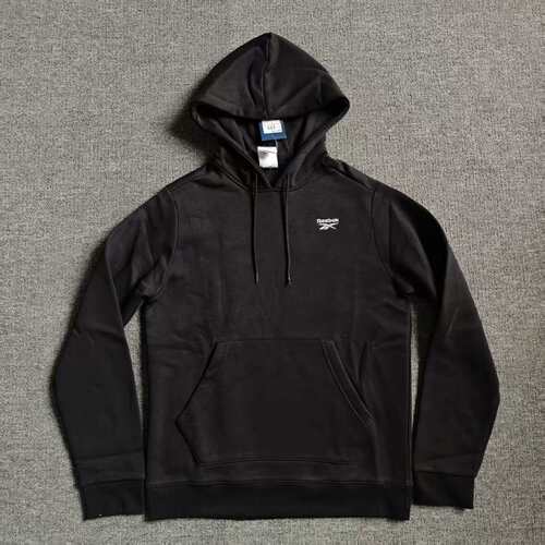 REEBOK锐步男子针织运动加绒连帽小标刺绣LOGO卫衣套头衫GR9197