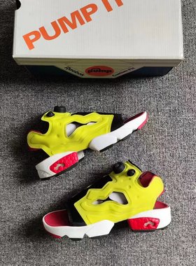 Reebok锐步男女Insta pump fury充气元年黑黄蜂巢缓震凉鞋EF2922