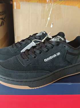 REEBOK锐步男子CLUB C 85 W PLUS黑生胶休闲板鞋24FRC901U0GH0