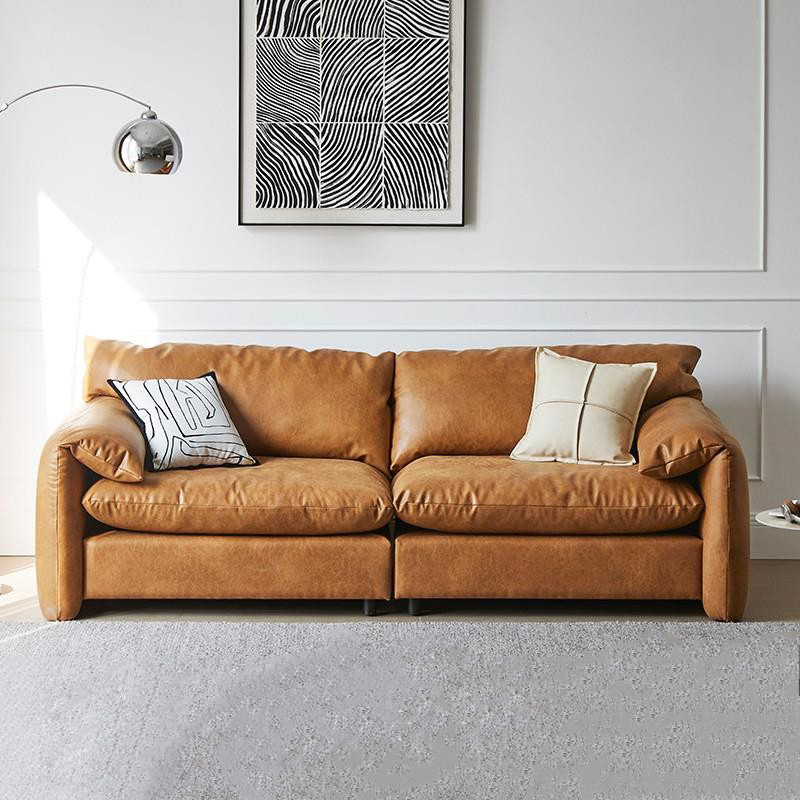中古风直排沙发客厅中小户型沙发美式复古皮艺沙发轻奢双三人沙发