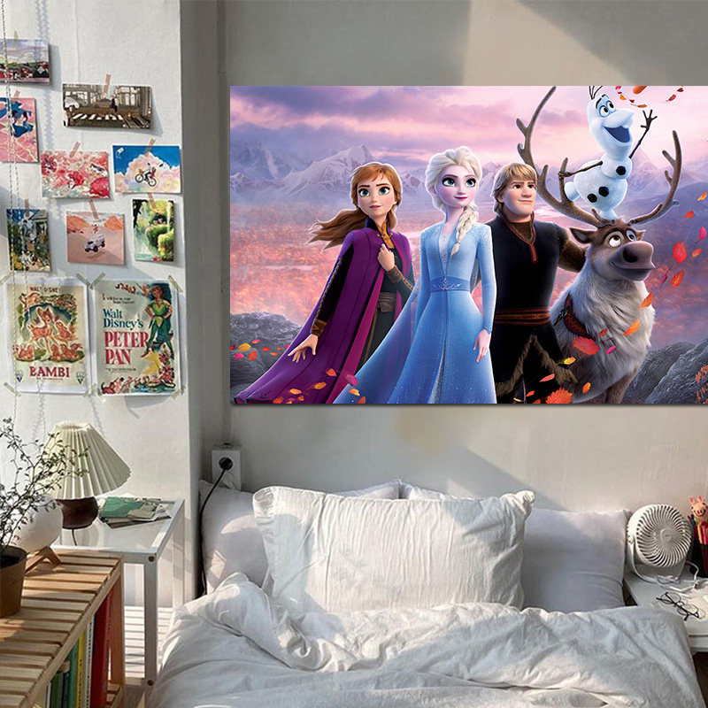 卡通冰雪奇缘墙贴儿童房贴纸装饰卡通装饰贴画公主房女孩海报卧室