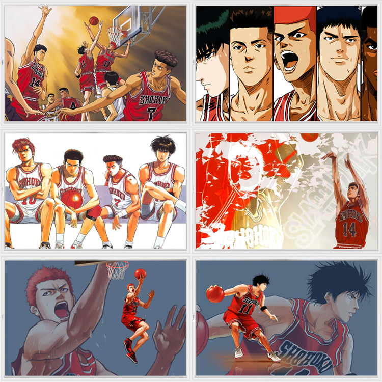 灌篮高手男儿当入樽墙贴篮球飞人卡通怀旧爆款包邮防水装饰画贴纸
