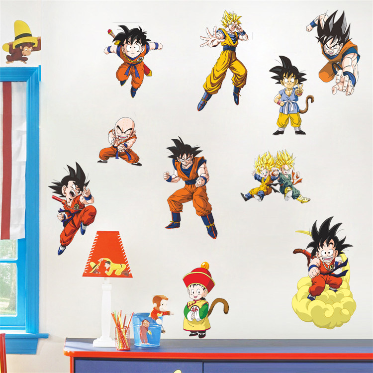 墙贴孙悟空七龙珠日本卡通动漫宿舍装饰画儿童房宿舍卧室防水壁画